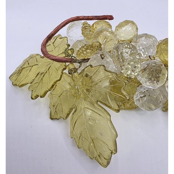 Vintage Lucite Grapes Faceted Green Clear Cluster Wired Stem MCM Decor EUC - Picture 3 of 7